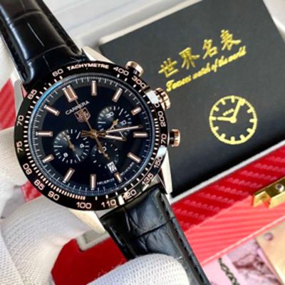 Tag Heuer Fake Watch Carrera  VK Quartz Movement Black Dial Steel Watch